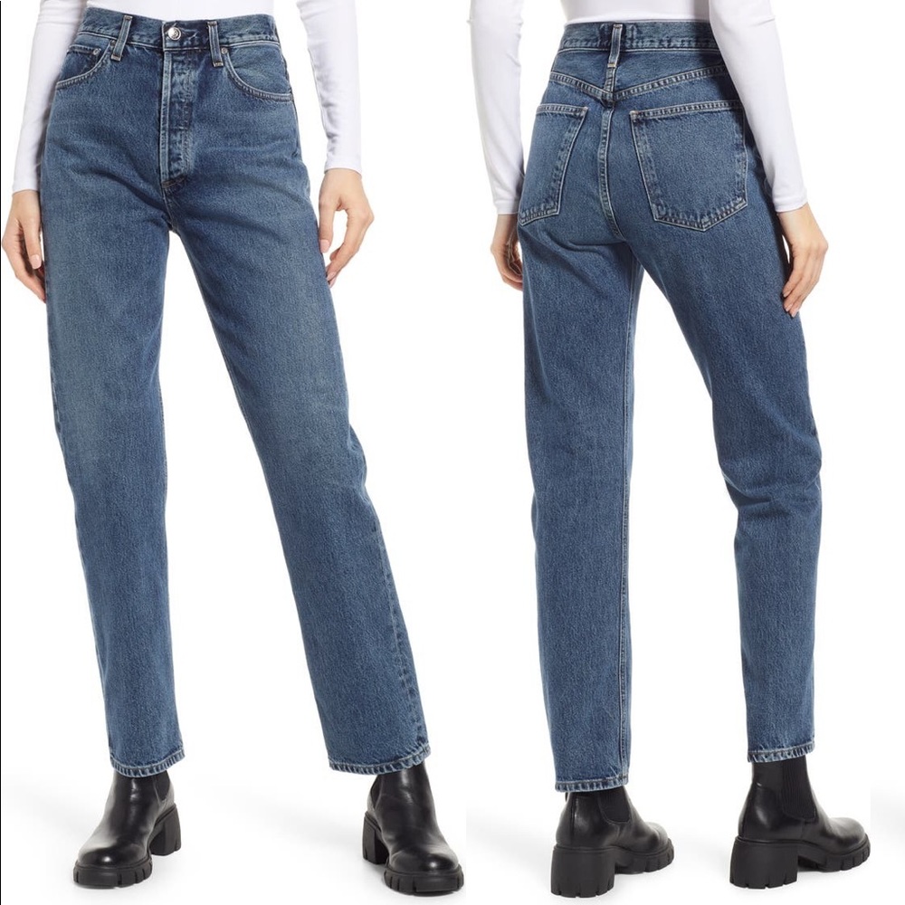 Agolde Women's Straight Leg Jeans in Medium Blue Wash